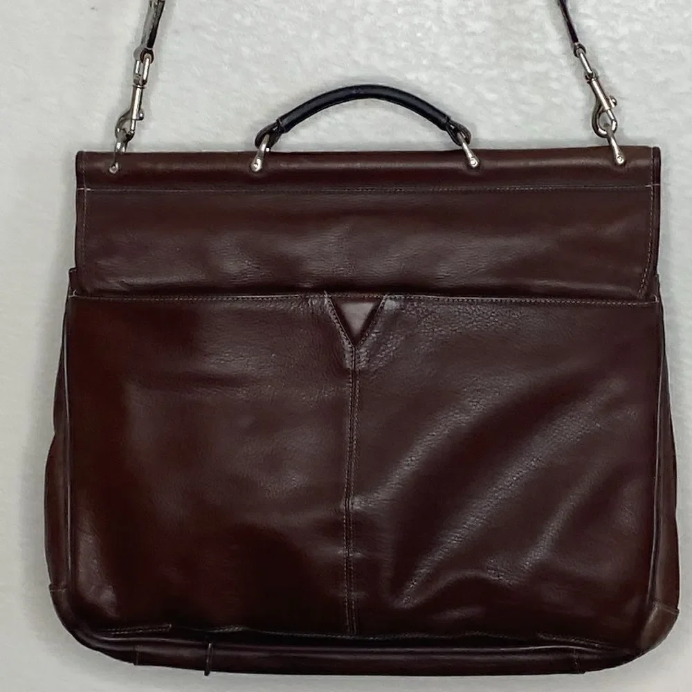 JOHNSTON AND MURPHY Brown Leather Briefcase